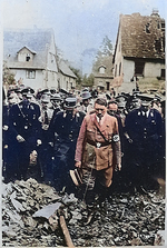 Hitler inspected an accident site in an unidentified German city, 1933-1934