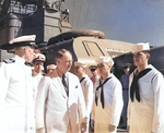 Capt Carlton Wright and Knox aboard USS Augusta off Bermuda, Sep 1941