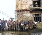 Douglas MacArthur observing the arrival of the Japanese delegation, Manila City Hall, Philippine Islands, 20 Aug 1945