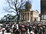 American military servicemen gathering outside of the MacArthur Memorial for last rites, Norfolk, Virginia, United States, 9 Apr 1964