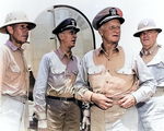 Admiral Raymond Spruance, Admiral Ernest King, Admiral Chestaer Nimitz, and Major General Sanderford Jarman at Saipan, Mariana Islands, 1944