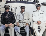 MacArthur, Roosevelt, and Nimitz aboard USS Baltimore, Pearl Harbor, US Territory of Hawaii, 26 Jul 1944, photo 2 of 3