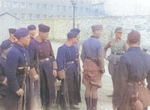 Jürgen Stroop with Polish or Ukrainian policemen in Warsaw, Poland during the ghetto uprising, May 1943