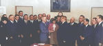 Harry Truman being sworn in as the President of the United States, White House, Washington DC, United States, 12 Apr 1945