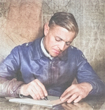 Lucian Truscott at a desk, circa 1944