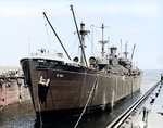 USS ABSD-1 with USS P. H. Burnett in the dock, Espiritu Santo, New Hebrides, 2 Feb 1945