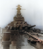 Superstructure of USS Alabama while underway in the Atlantic Ocean, 4 Mar 1943