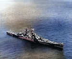 Large cruiser Alaska, photographed from the air, 8 Aug 1944