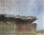 USS Anzio at anchor in the Huangpu River, Shanghai, China, Dec 1945