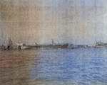 USS Anzio at anchor in the Huangpu River, Shanghai, China, Dec 1945