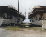 USS Natoma Bay and USS Anzio at Norfolk Navy Yard, Portsmouth, Virginia, United States, 29 Aug 1947