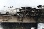 Installing 15-inch gun turrets onto the Bismarck, Hamburg, Germany, 10-15 Dec 1939