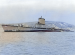 USS Carbonero off Mare Island Naval Shipyard, California, United States, 14 Feb 1952, photo 2 of 2; note Regulus missile launcher