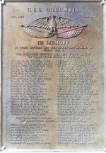 Memorial plaque aboard USS Columbia, 1946