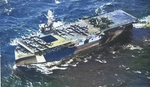 USS Copahee off Saipan, Mariana Islands, 8 Jul 1944; note captured Japanese aircraft on flight deck