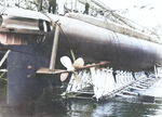 Submarine Escolar under construction at William Cramp and Sons, Philadelphia, Pennsylvania, United States, Apr 1943