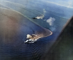 Battleship Fuso and cruiser Mogami under aerial attack by American aircraft in Philippine waters, 24 Oct 1944