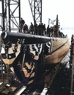 Launching of USS Grunion, 22 Dec 1941