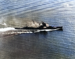 Haguro or Myoko firing at attacking US carrier aircraft during Battle of Sibuyan Sea, 24 Oct 1944