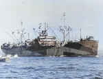 Haskell-class attack transport USS Sarasota in operation during the landings at Lingayen Gulf, Luzon, Philippine Islands, 8 Jan 1945