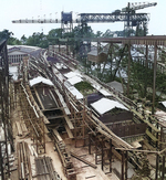 Submarine Pompano and destroyer Henley under construction at the Mare Island Navy Yard, California, United States, 16 Apr 1936