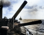 Aboard Hood, looking aft, during maneuvers off Portland, England, United Kingdom, 1926