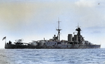 Hood during the early 1930s, with an aircraft catapult on her fantail