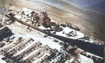 Jean Bart viewed from an aircraft of USS Ranger, Casablanca, French Morocco, 11 Nov 1942, photo 1 of 3