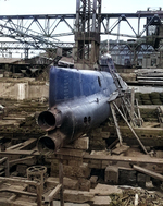 Koryu Type D submarine at the Yokosuka Naval Base, Japan, 8 Sep 1945, photo 1 of 3