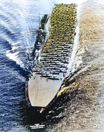 USS Lexington underway, circa early 1930s; note one aircraft having just taken off