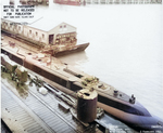 Top view of the after section of submarine Mingo, Mare Island Naval Shipyard, California, United States, 2 Feb 1944