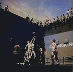 Men of USS Monterey playing basketball in the carrier