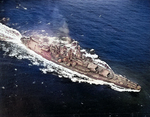 Aerial view of USS North Carolina, off the US east coast, 17 Apr 1942, photo 3 of 3