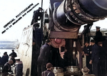 Installation of a gun of No. 2 turret of battleship North Carolina, New York Navy Yard, Brooklyn, New York, United States, 9 Nov 1940, photo 2 of 2