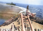 OS2U Kingfisher aircraft preparing for launch aboard North Carolina during the ship