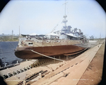 USS Oregon in drydock at New York Navy Yard, Brooklyn, New York, United States, Sep 1898