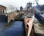 USS Parche and another submarine at Mare Island Naval Shipyard, Vallejo, California, United States, 19-23 Oct 1945