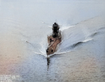 Aerial bow view of USS S-28 making 10 knots, off Seattle, Washington, United States, 10 Jun 1943