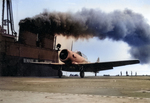 SNJ-5C Texan aircraft aboard USS Sable, Lake Michigan, United States, 1945