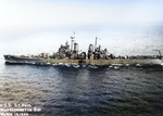 USS Saint Paul underway in Massachusetts Bay, Massachusetts, United States, 15 Mar 1945, photo 1 of 2