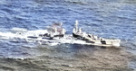 USS San Diego in camouflage Measure 33, Design 24d, off Japan, Aug 1945