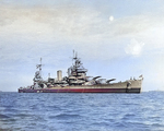 San Francisco off Korea, 28 Sep 1945; note SOC aircraft on catapults