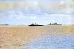 Saratoga sinking after atomic bomb blast, Bikini Atoll, Marshall islands, 25 Jul 1946, photo 2 of 2