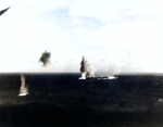 Bombing attack on Japanese carrier Shokaku, Battle of the Coral Sea, 8 May 1942, photo 1 of 2