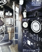 Inside the conning tower of USS Spot, Mare Island Naval Shipyard, Vallejo, California, United States, 19 Sep 1944