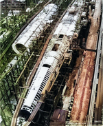 Submarines Springer (less complete) and Spot under construction, Mare Island Naval Shipyard, Vallejo, California, United States, 3 Jan 1944, photo 3 of 4