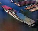 USS Ticonderoga at Norfolk, Virginia, United States, 30 May 1944; note camouflage Measure 33 Design 10A