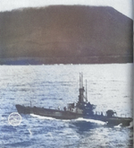 USS Tirante rescuing a downed USAAF pilot (circled) close to the coast of Kyushu, Japan, 1945