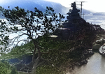 Tirpitz camouflaged in the Flehke Fjord, Norway