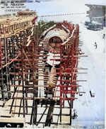 Submarine Trepang under construction at Mare Island Naval Shipyard, California, United States, 6 Jul 1943; note the hulls of LSD-1 Ashland and CVE-12 Copahee also present